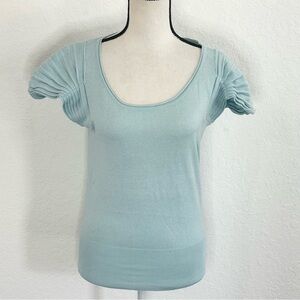 BUTTIGNOL Powder Blue Cap Sleeve Cotton Silk Sweater Size Medium NWT Business